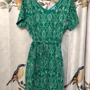 Draper James Teal Patterned Midi Dress